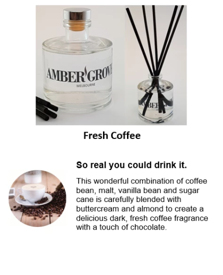 Reed Diffuser - Fresh Coffee Fragrance - Amber Grove
