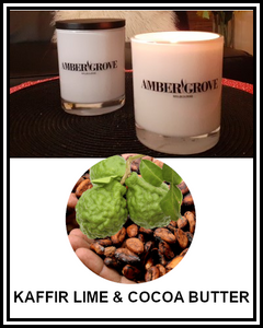 Amber Grove - Scented Soy Wax Candle - Kaffir Lime and Cocoa Butter Fragrance