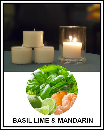 Amber Grove - Scented Soy Wax Spa Cup Tealights - Basil, Lime and Mandarin