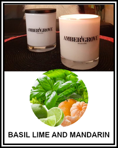 Amber Grove - Scented Soy Wax Candle - Basil, Lime & Mandarin Fragrance