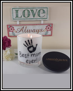 Amber Grove - Scented Soy Wax Candles - Best Mum Ever with Hand Print