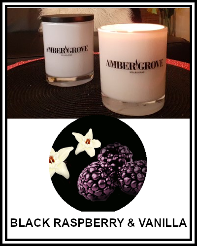 Amber Grove - Scented Soy Wax Candle - Black Raspberry and Vanilla Fragrance