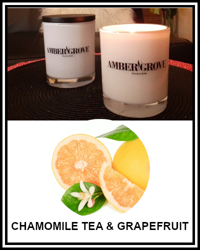 Amber Grove - Scented Soy Wax Candle - Chamomile Tea & Grapefruit Fragrance