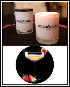 Amber Grove - Scented Soy Wax Candle - Champagne & Strawberries Fragrance