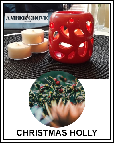 Amber Grove - Scented Soy Wax Tealight Candle - Christmas Holly
