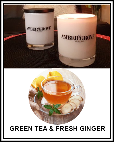 Amber Grove - Scented Soy Wax Candle - Green Tea and Fresh Ginger Fragrance
