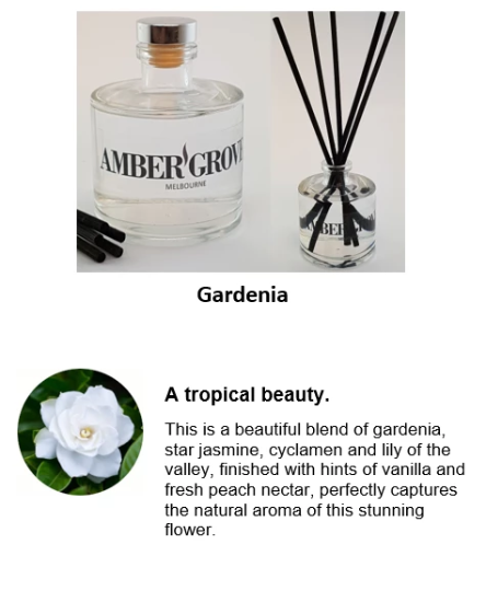 Reed Diffuser - Gardenia Fragrance - Amber Grove