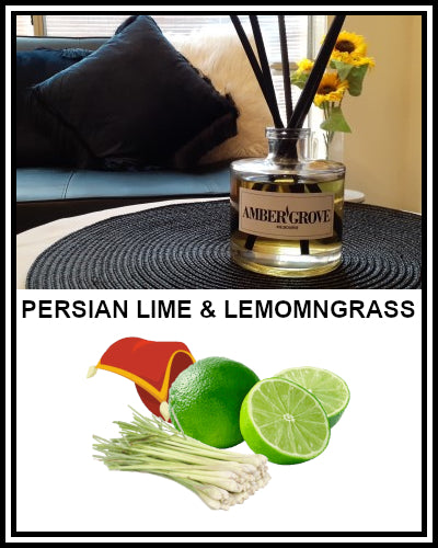 Reed Diffuser - Persian Lime and Lemongrass Fragrance - Amber Grove