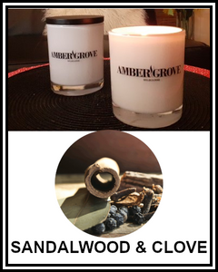 Amber Grove - Scented Soy Wax Candle - Sandalwood and Clove Fragrance