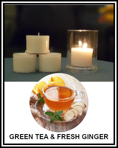 Amber Grove  -Scented Soy Wax Spa Cup Tealights - Green Tea and Fresh Ginger