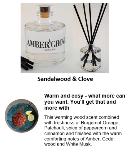 Reed Diffuser - Sandalwood and Clove Fragrance - Amber Grove