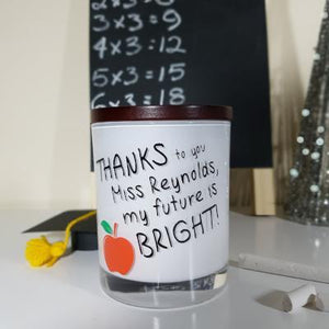 Teacher Gift Candle - [Personalised] Thanks to you - Soy wax candle - Amber Grove