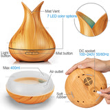 Amber Grove - Aroma Humidifier / Mist Maker Ultrasonic - 5 in 1 - Wood-grain - Features